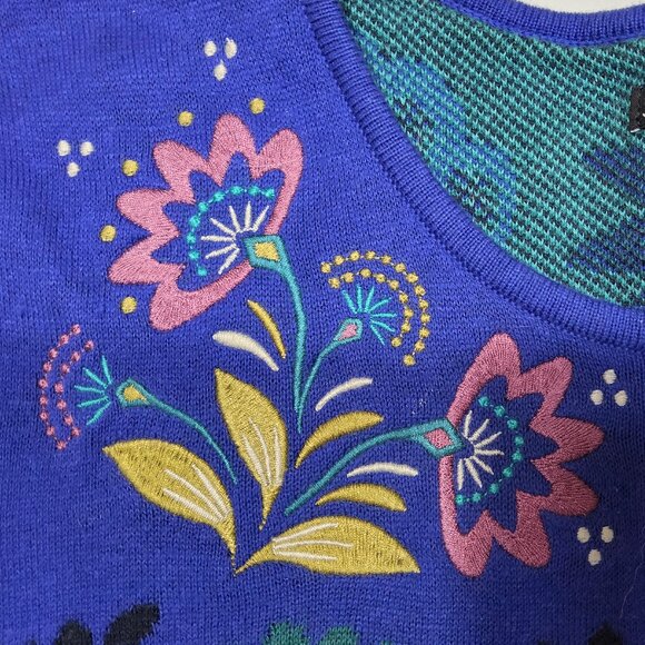 NEW Gudrun Sjoden Beautiful Blue Purple Flower Cardigan Size Small - Picture 7 of 8